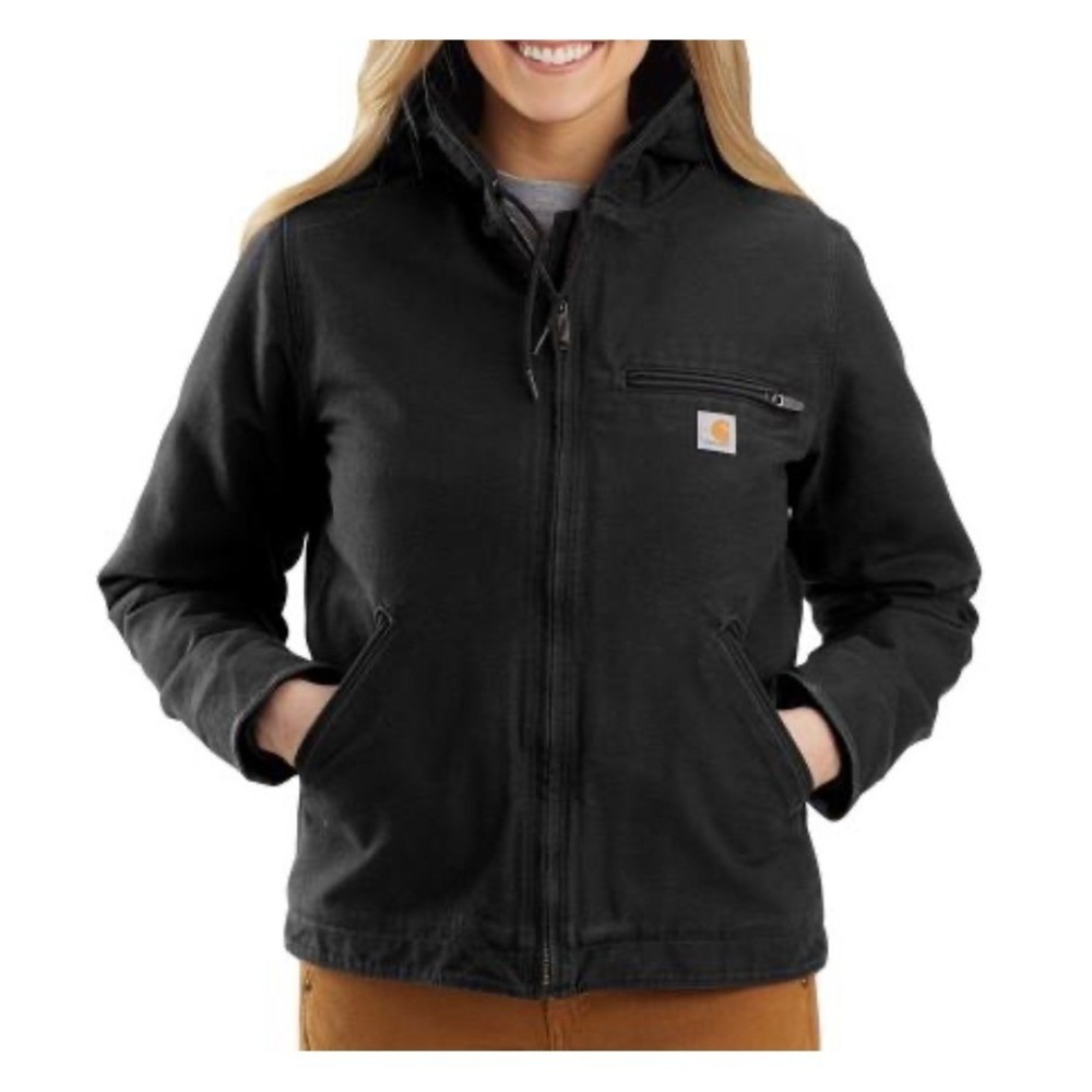 Carhartt Women's Washed Duck Sherpa Lined Jacket Black Size XL NWT $140 MSRP